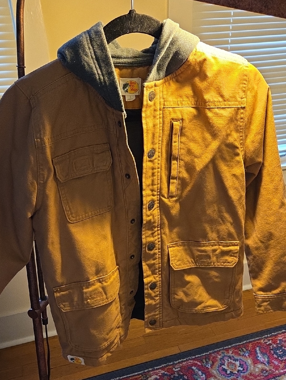 Boys Bass Pro Shops Canvas Hooded Utility Jacket - Brown